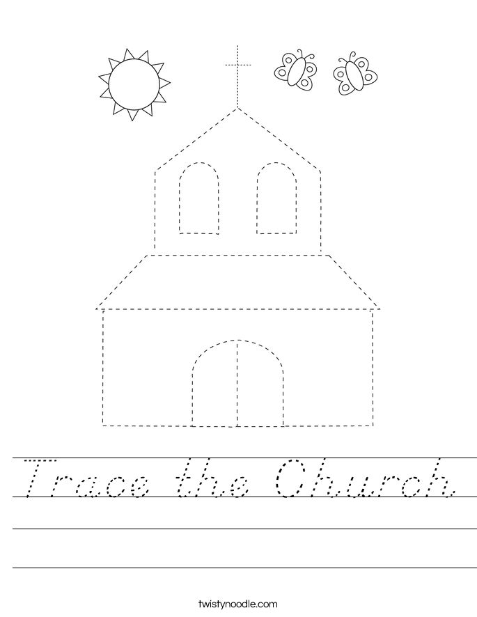 Trace the Church Worksheet