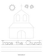 Trace the Church Handwriting Sheet