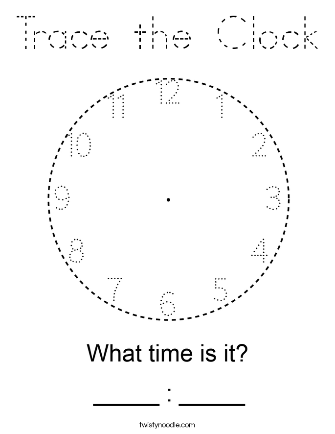 Trace the Clock Coloring Page