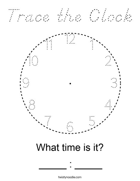 Trace the Clock Coloring Page