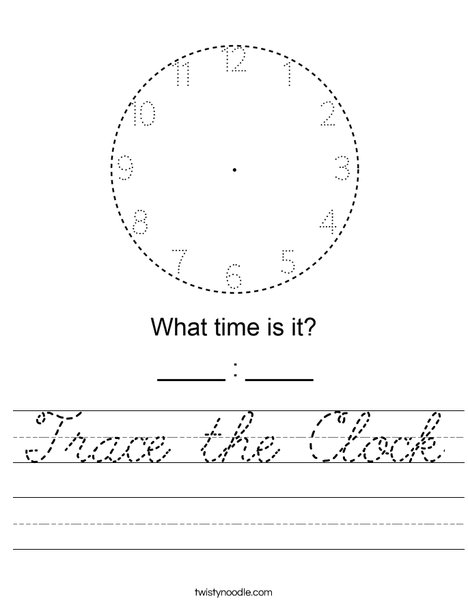 Trace the Clock Worksheet