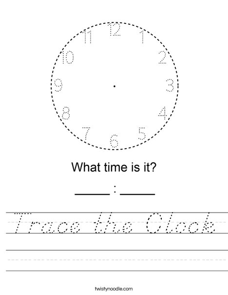 Trace the Clock Worksheet