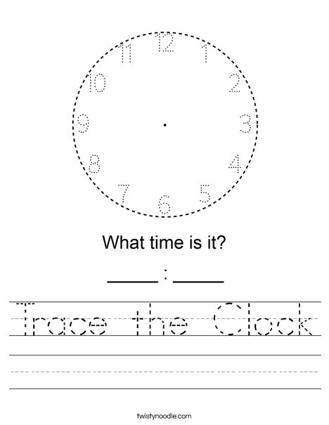 Trace the Clock Worksheet -