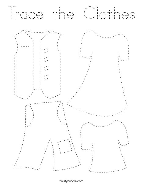 Trace the Clothes Coloring Page