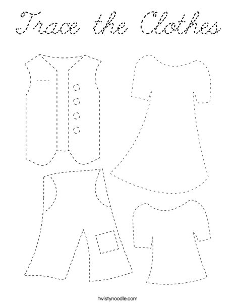Trace the Clothes Coloring Page