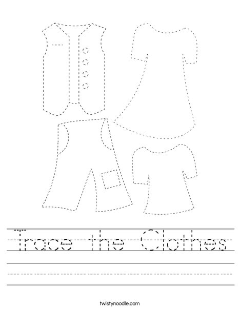 Trace the Clothes Worksheet