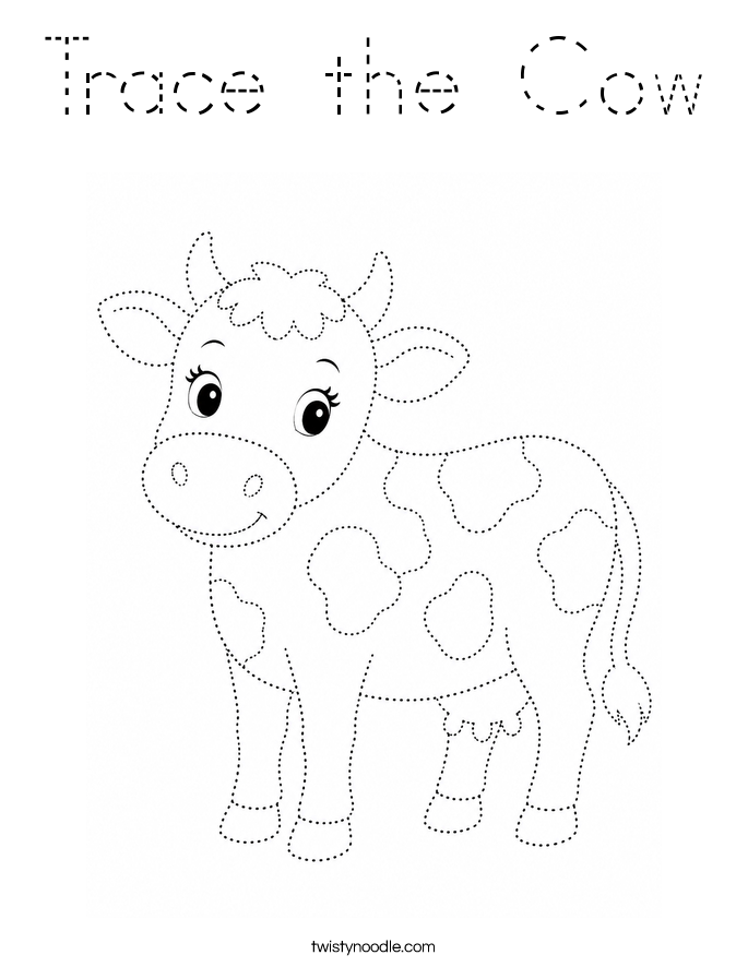 Trace the Cow Coloring Page