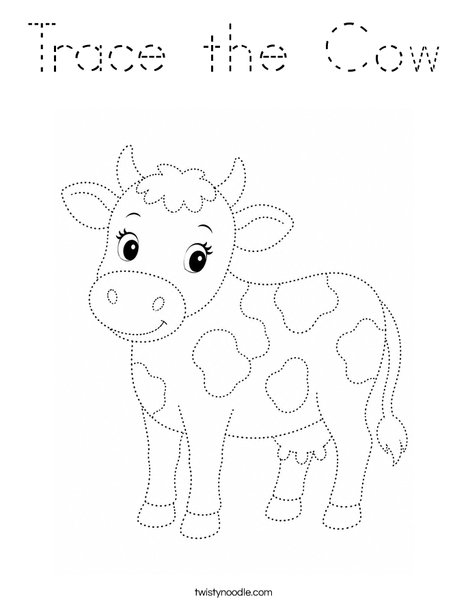 Trace the Cow Coloring Page