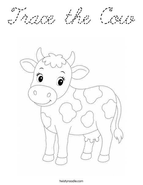 Trace the Cow Coloring Page