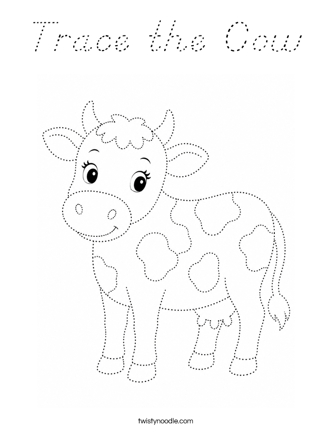 Trace the Cow Coloring Page