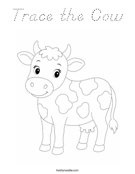 Trace the Cow Coloring Page