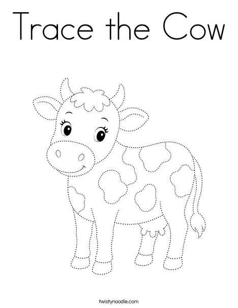 Trace the Cow Coloring Page