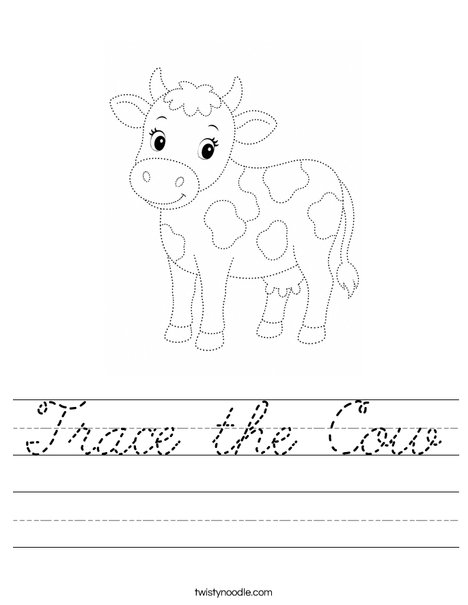 Trace the Cow Worksheet