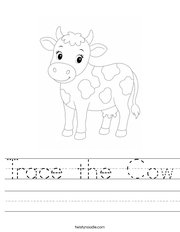 Trace the Cow Handwriting Sheet