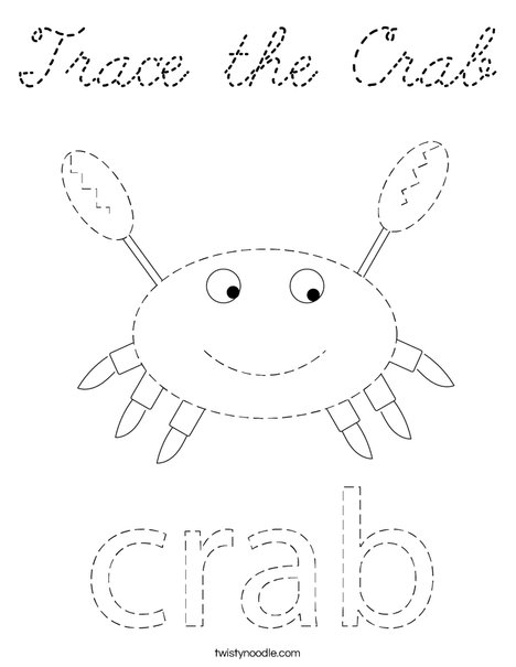 Trace the Crab Coloring Page