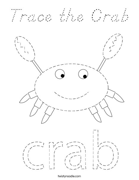 Trace the Crab Coloring Page