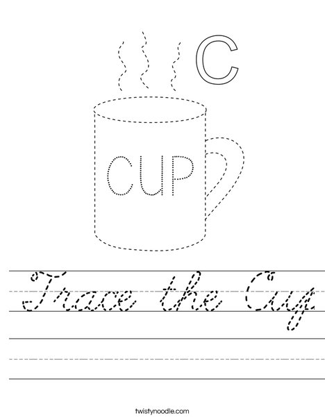 Trace the cup Worksheet