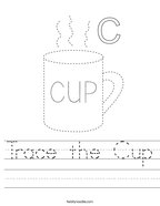 Trace the Cup Handwriting Sheet