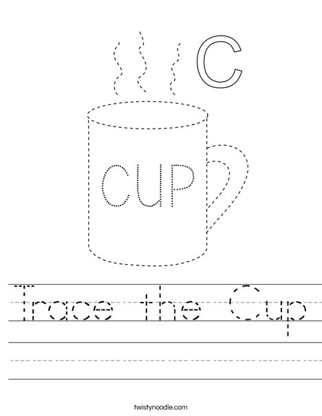 Trace the cup Worksheet