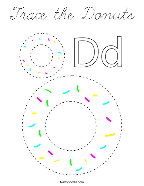 Trace the Donuts Coloring Page