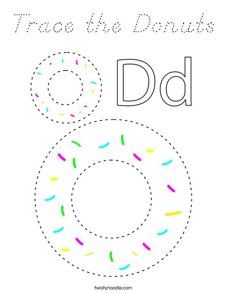 Trace the Donuts Coloring Page