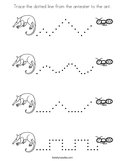 Trace the dotted line from the anteater to the ant Coloring Page