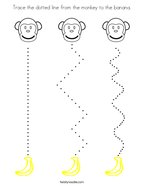 Trace the dotted line from the monkey to the banana Coloring Page