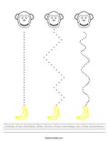 Trace the dotted line from the monkey to the banana. Worksheet