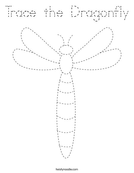 Trace the Dragonfly Coloring Page