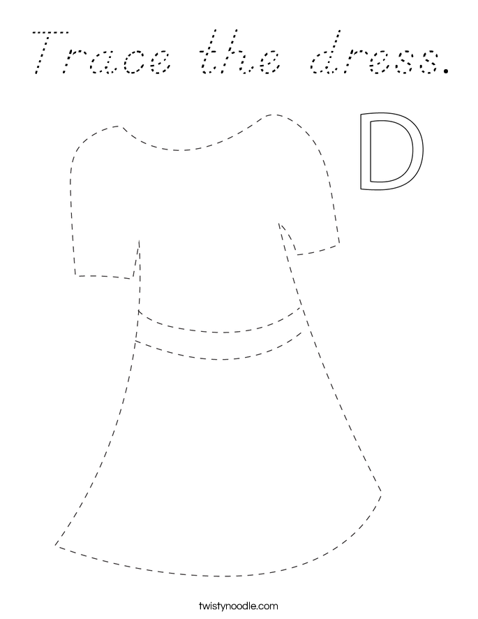 Trace the dress. Coloring Page