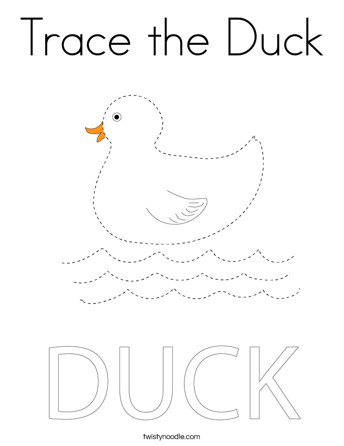 Trace the Duck Coloring Page