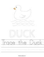 Trace the Duck Handwriting Sheet