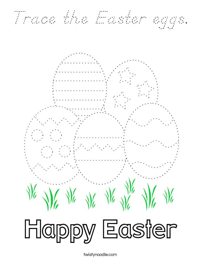 Trace the Easter eggs. Coloring Page