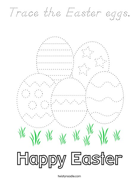 Trace the Easter eggs. Coloring Page