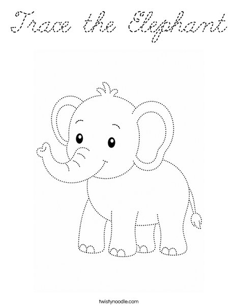 Trace the Elephant Coloring Page