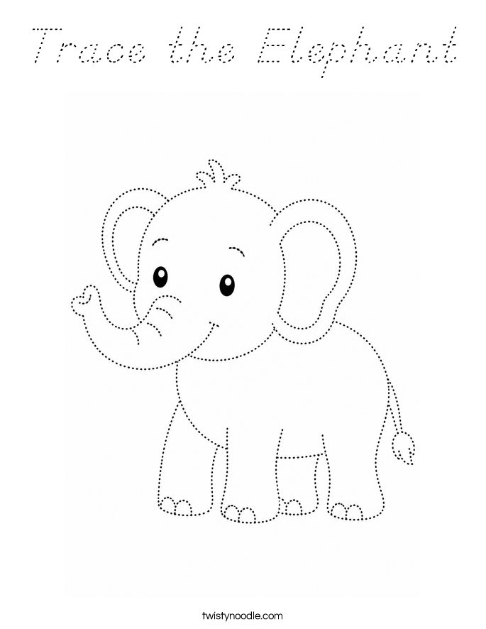 Trace the Elephant Coloring Page