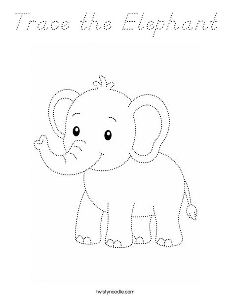Trace the Elephant Coloring Page