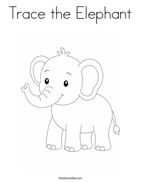 Trace the Elephant Coloring Page
