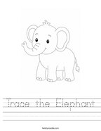 Trace the Elephant Handwriting Sheet
