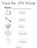 Trace the -EN Words Coloring Page