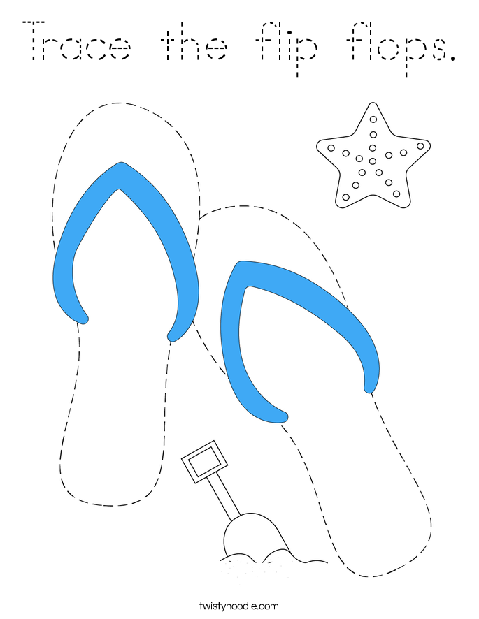 Trace the flip flops. Coloring Page