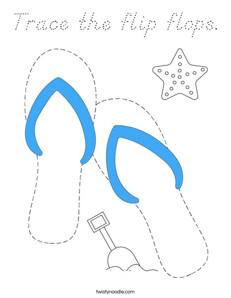 Trace the flip flops. Coloring Page