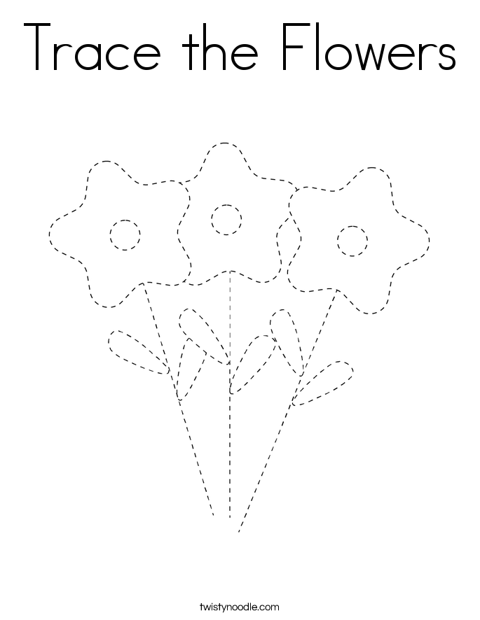 Trace the Flowers Coloring Page