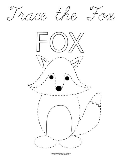 Trace the Fox Coloring Page