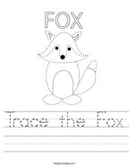 Trace the Fox Handwriting Sheet