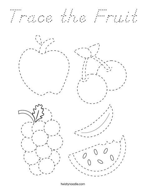 Trace the Fruit Coloring Page