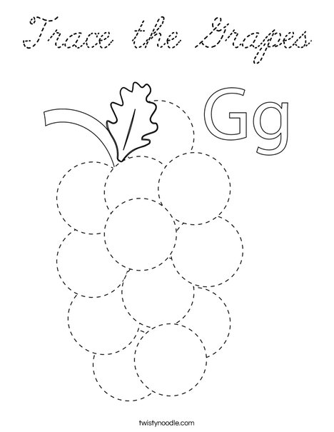 Trace the Grapes Coloring Page