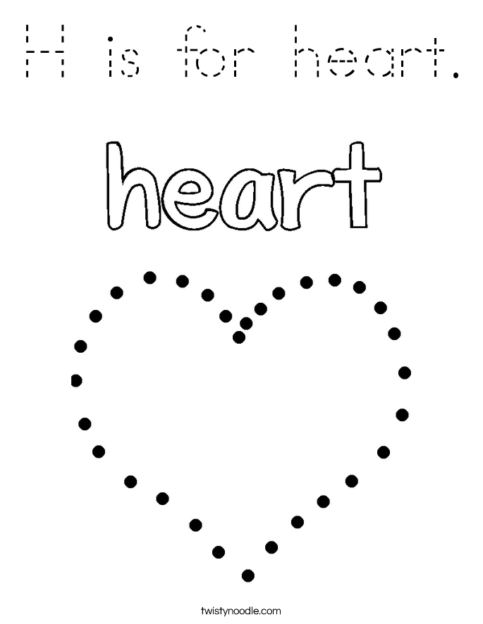 H is for heart. Coloring Page