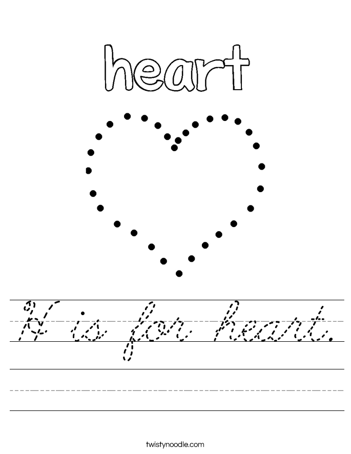 H is for heart. Worksheet