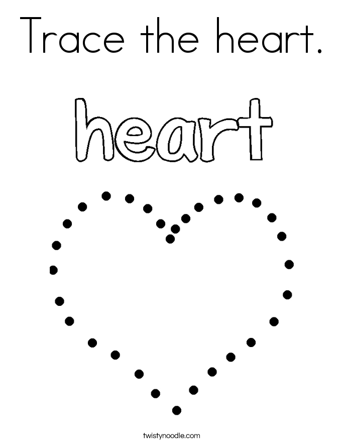 Trace the heart Coloring Page Twisty Noodle